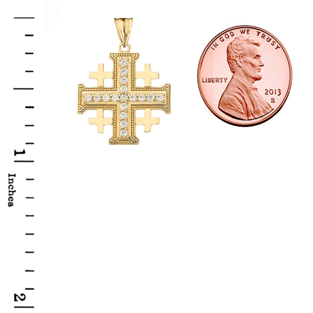 Gold Crusaders Cross Pendant Necklace, view 3