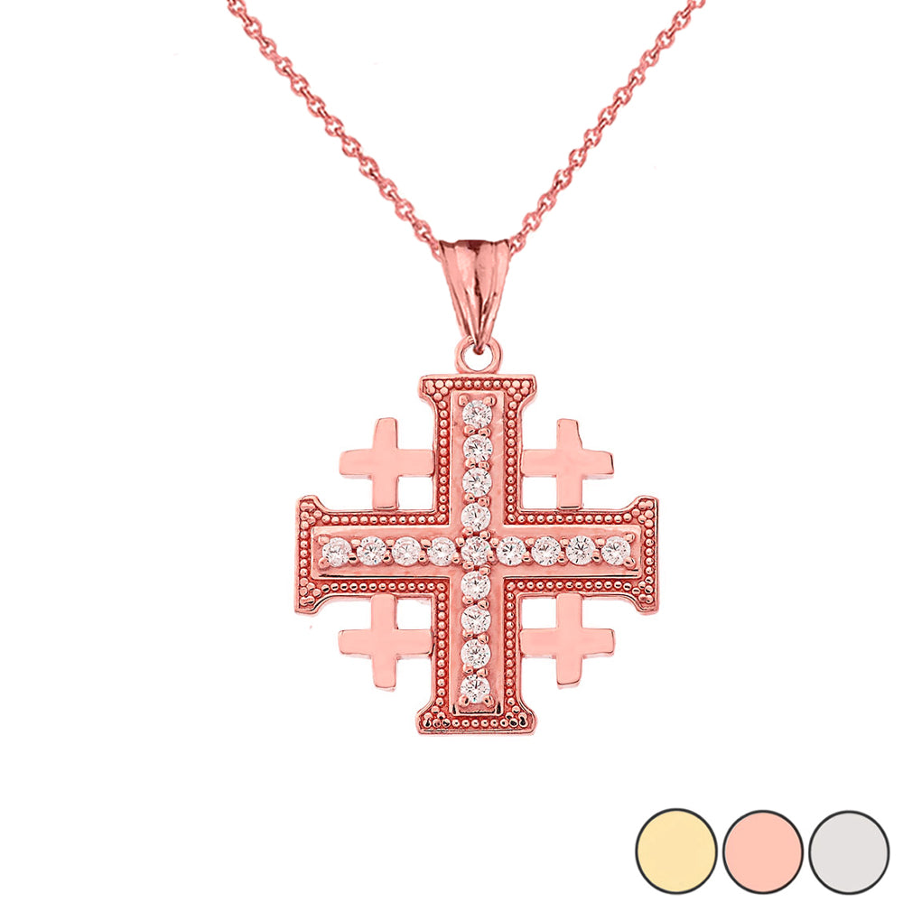 Gold Crusaders Cross Pendant Necklace, view 4