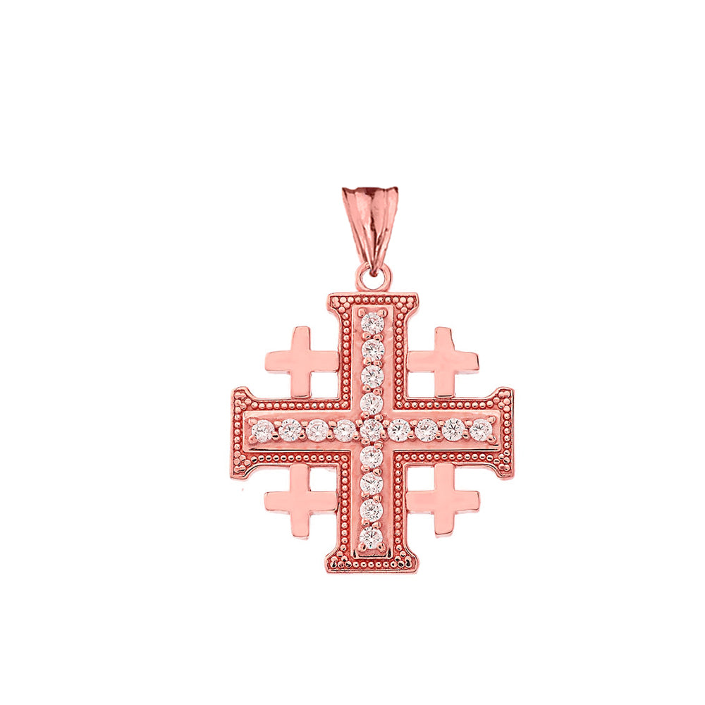 Gold Crusaders Diamond Cross Pendant Necklace, view 5