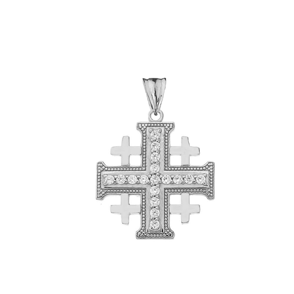 Gold Crusaders Diamond Cross Pendant Necklace, view 8