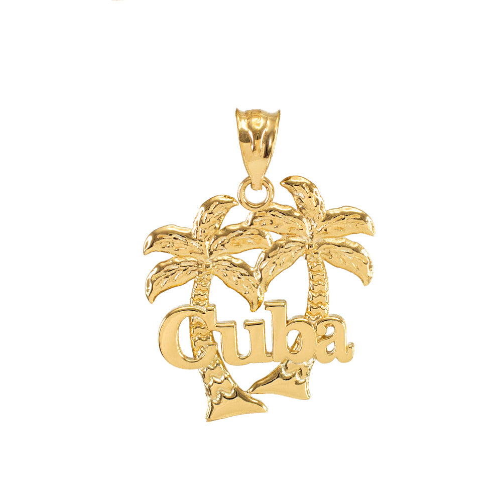 Gold Cuba Palm Tree Pendant Necklace, view 2