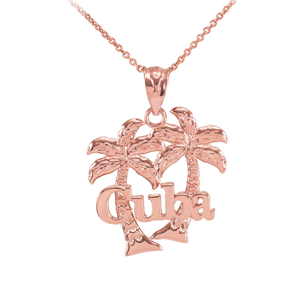 Gold Cuba Palm Tree Pendant Necklace, view 3