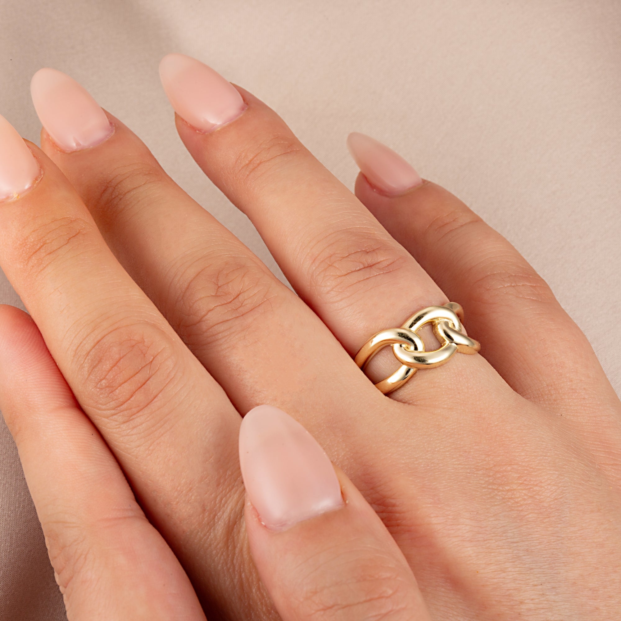 Gold Cuban Chain Link Band Ring, view 2
