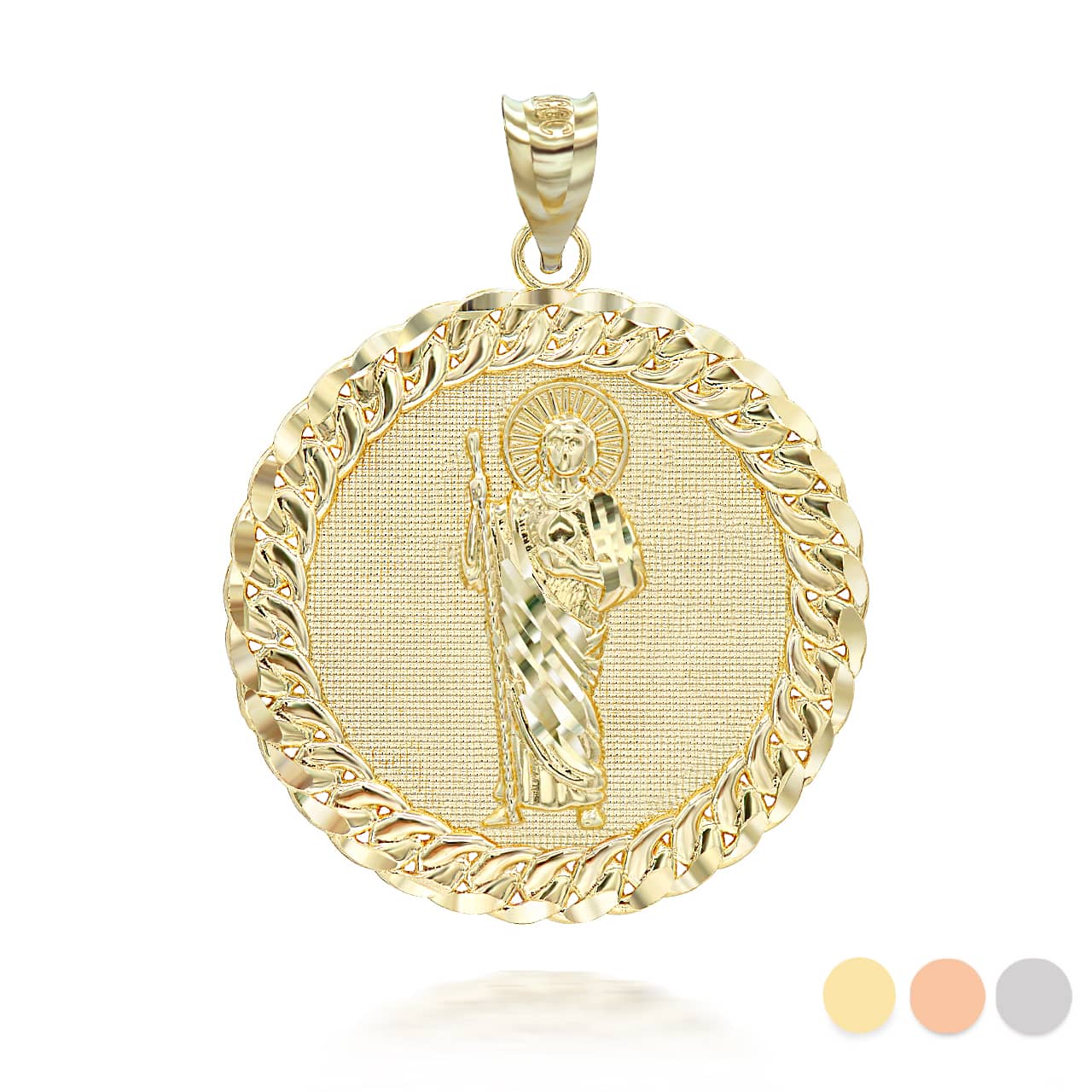 Gold Cuban Framed Saint Jude Pendant Necklace