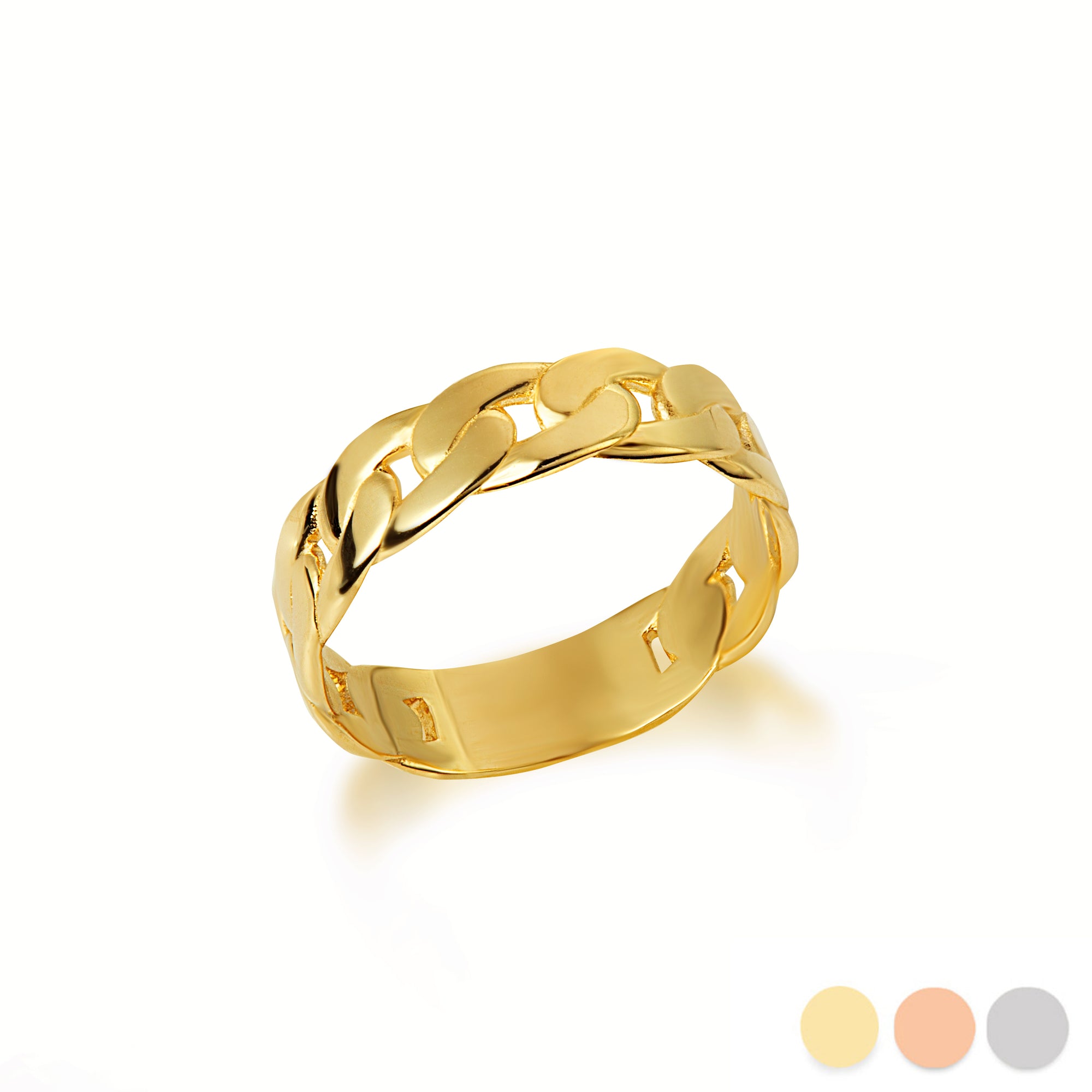Gold Cuban Link Chain Ring (5.5 mm)