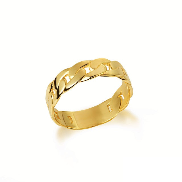 Gold Cuban Link Chain Ring (5.5 mm), view 5