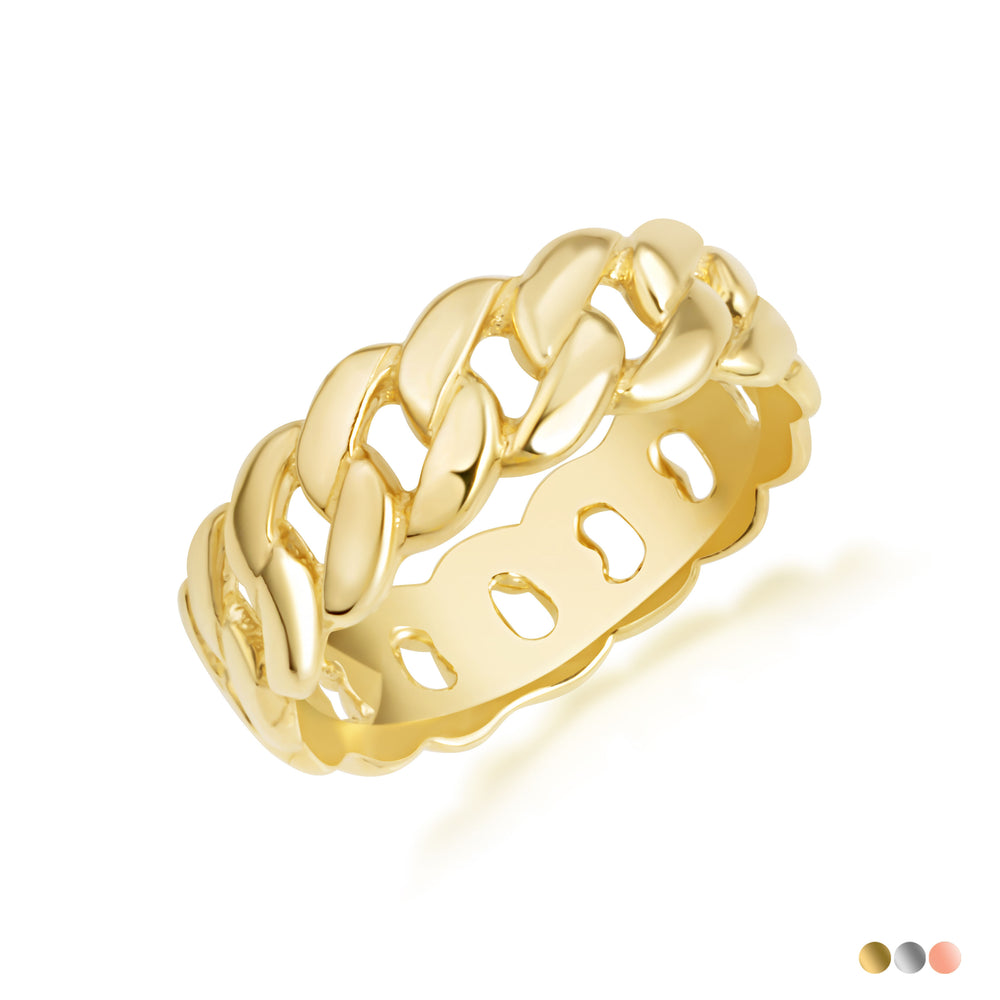 Gold Cuban Link Chain Ring 5 mm