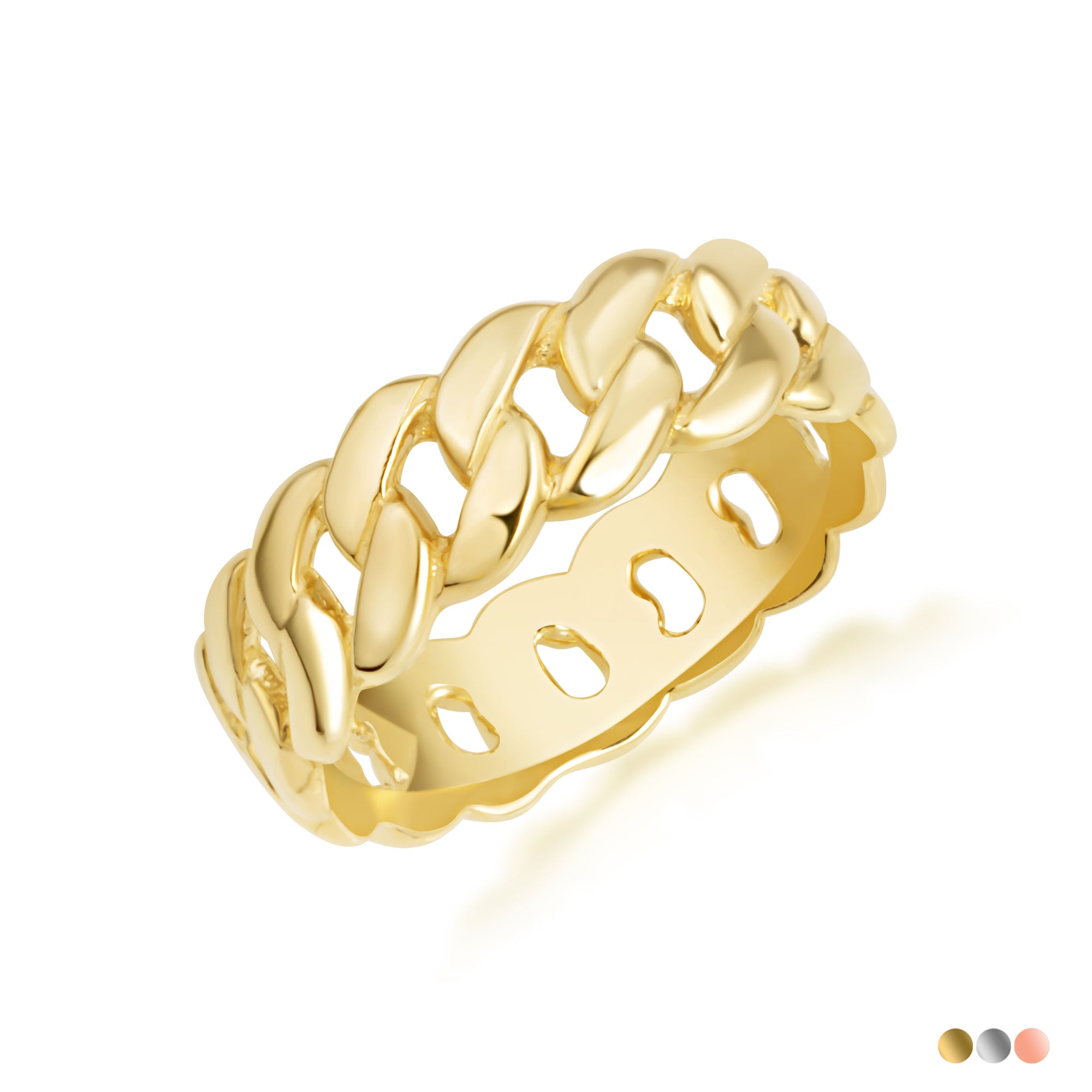 Gold Cuban Link Chain Ring 5 mm