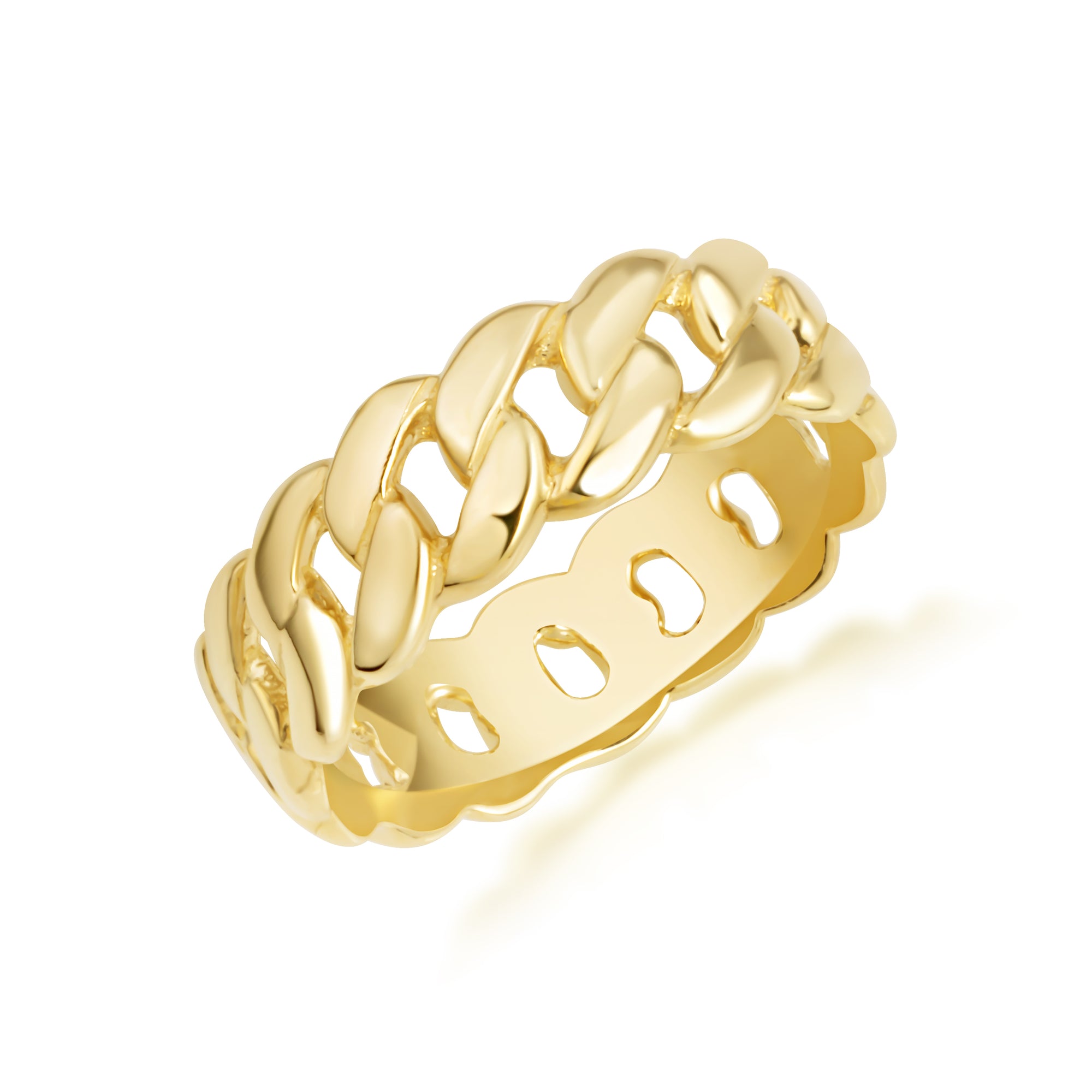 Gold Cuban Link Chain Ring 5 mm, view 5