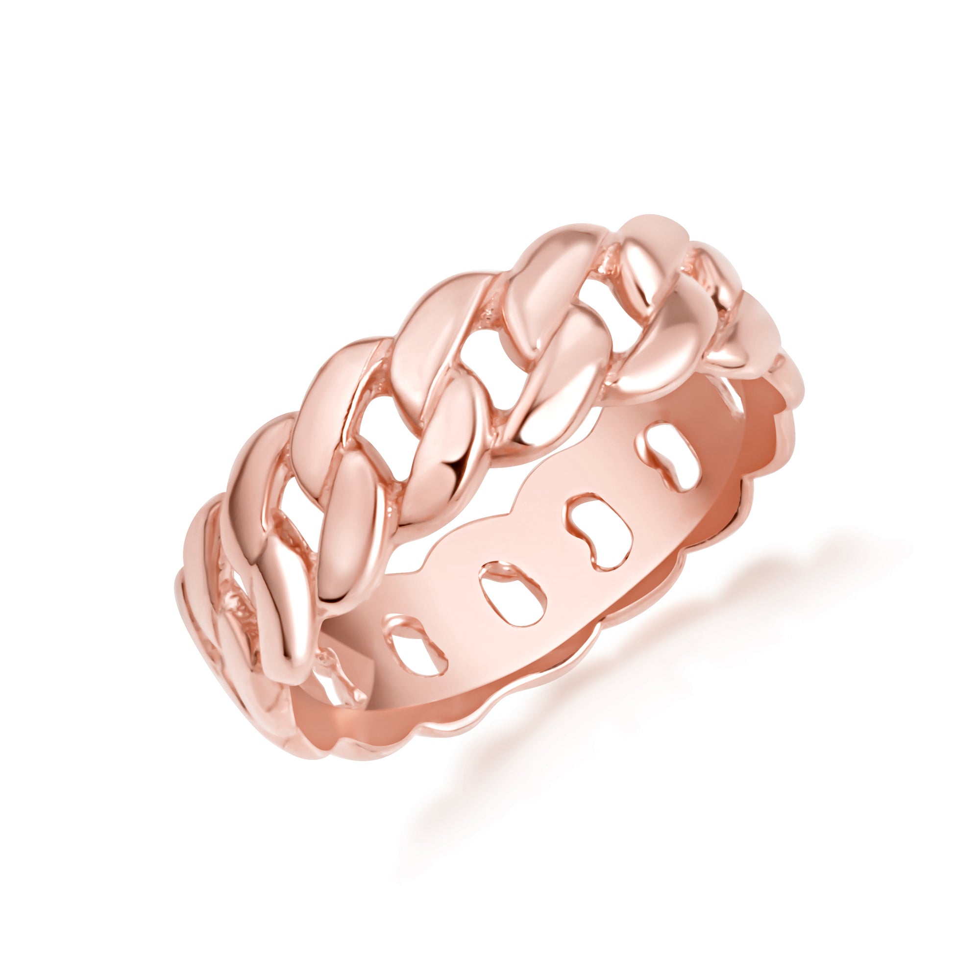 Gold Cuban Link Chain Ring 5 mm, view 6