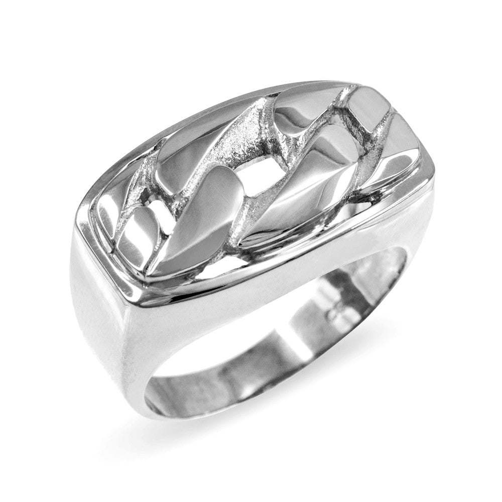 Gold Cuban Link Statement Ring, view 3