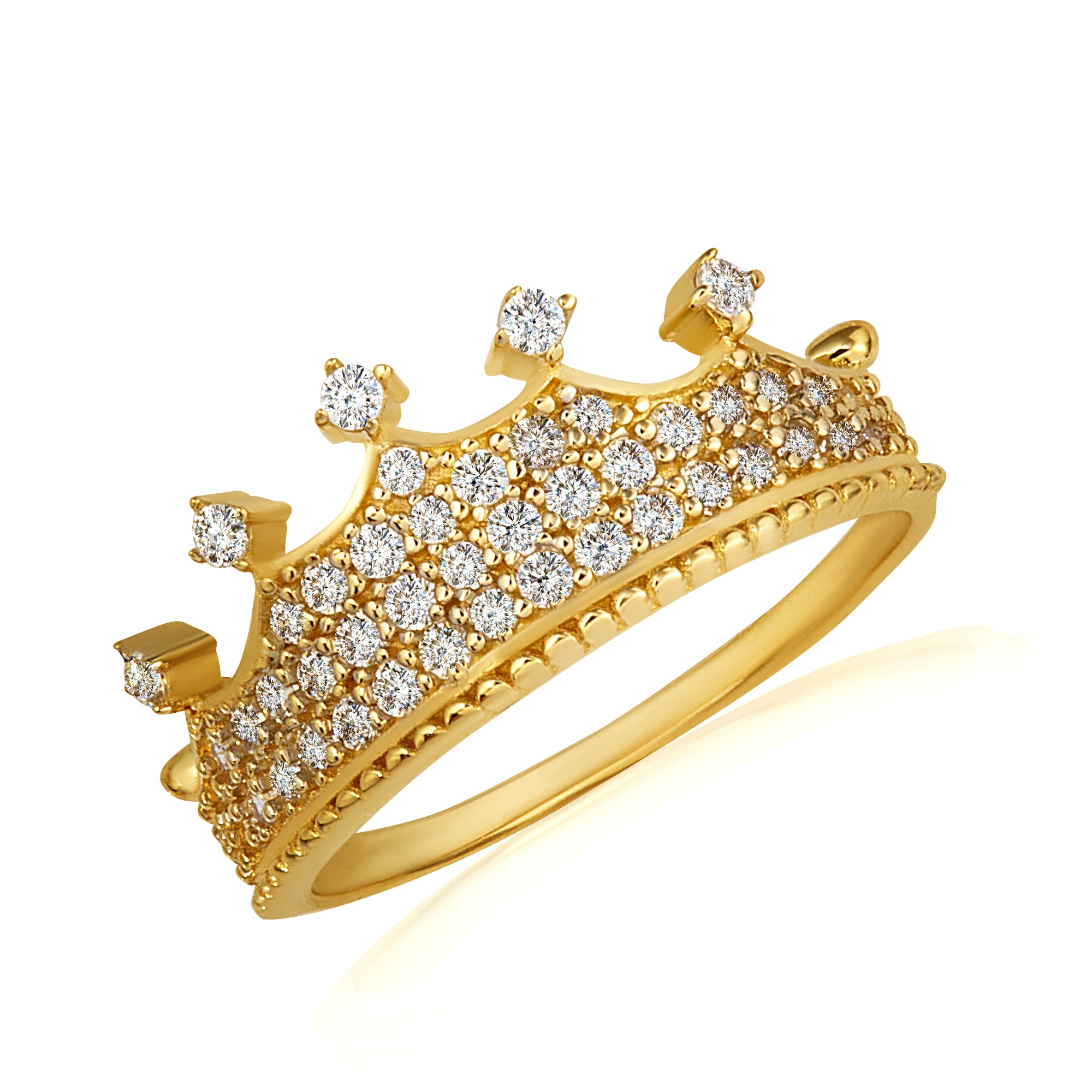 Gold Cubic Zirconia Crown Band Ring