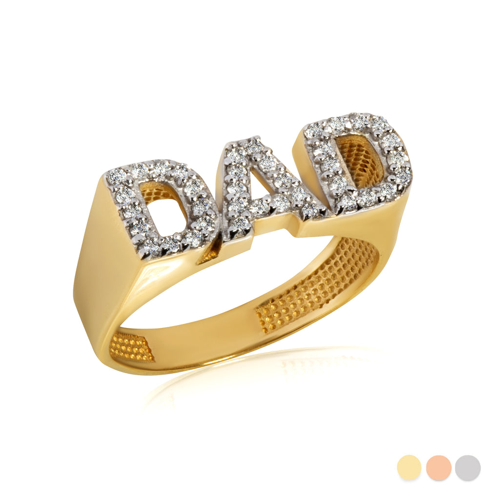 Gold Cubic Zirconia Dad Ring