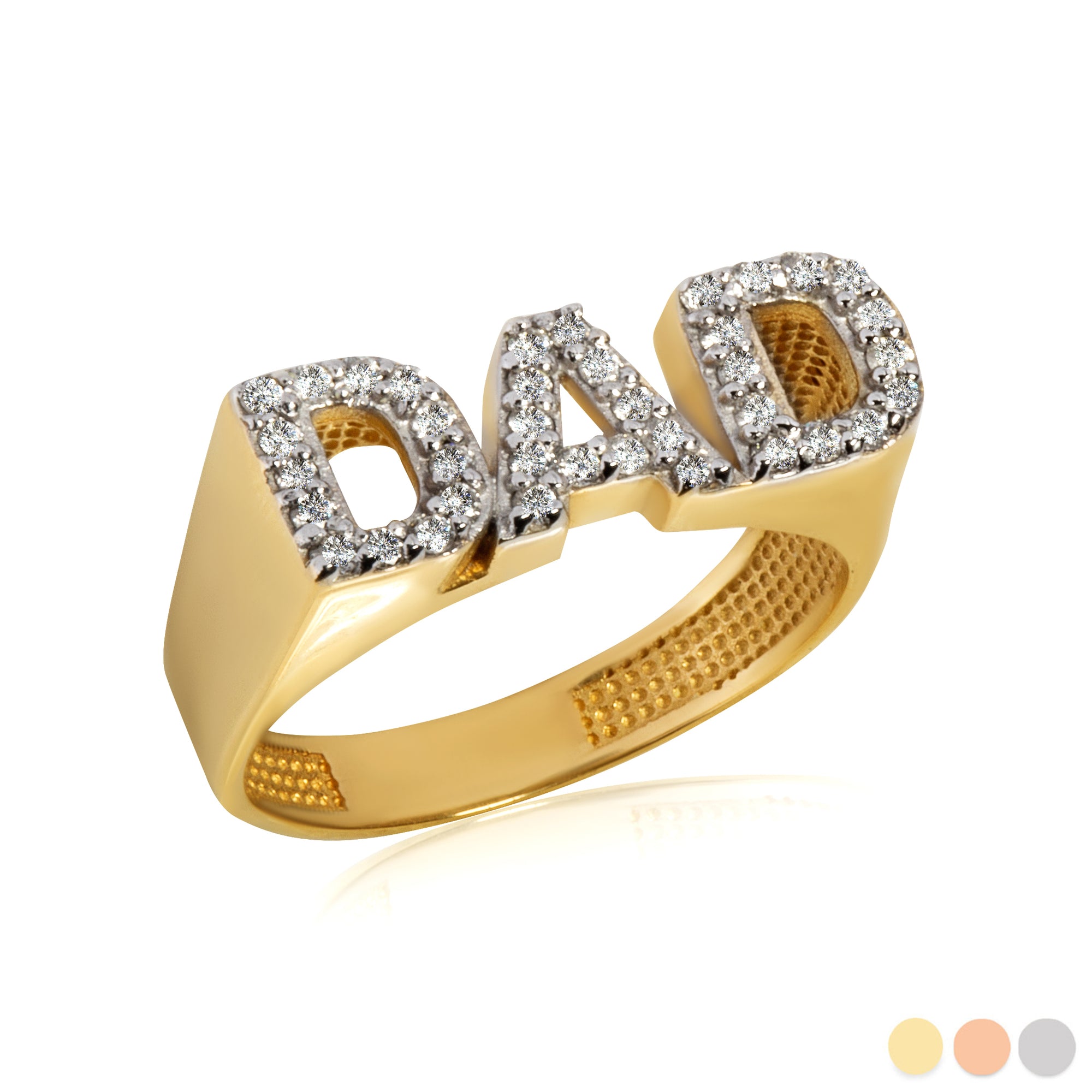 Gold Cubic Zirconia Dad Ring