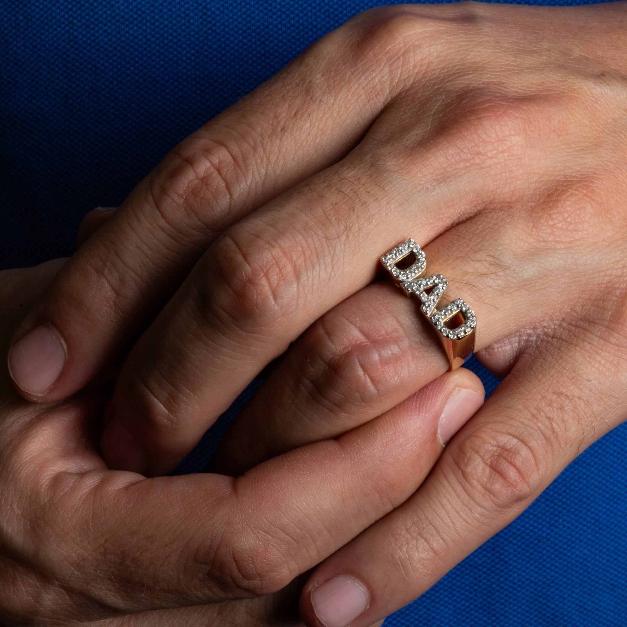 Gold Cubic Zirconia Dad Ring, view 2