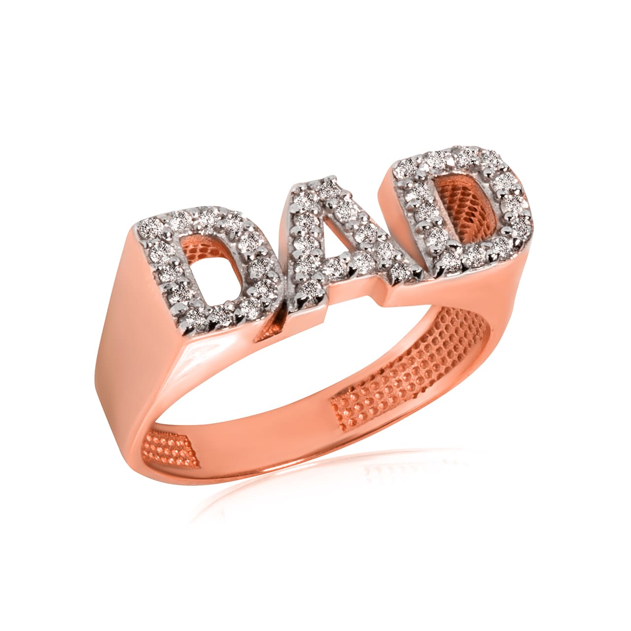 Gold Cubic Zirconia Dad Ring, view 4