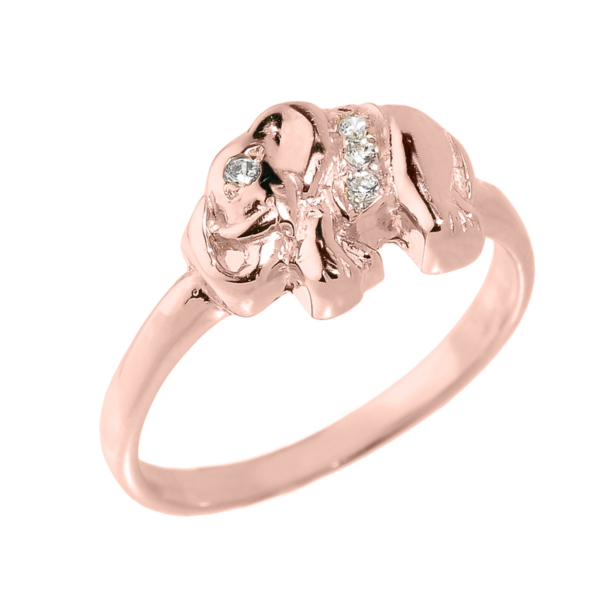 Gold Cubic Zirconia Elephant Ring, view 3
