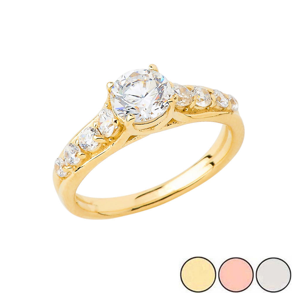 Gold Cubic Zirconia Engagement Ring
