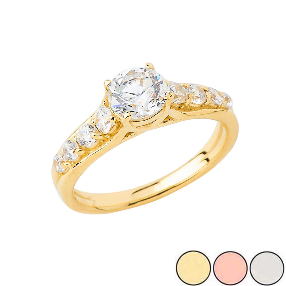 Gold Cubic Zirconia Engagement Ring