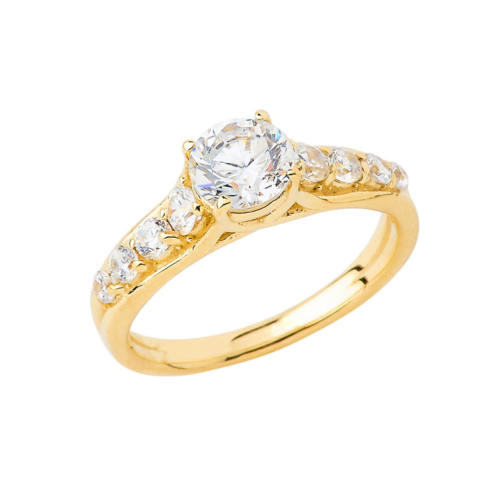 Gold Cubic Zirconia Engagement Ring, view 4
