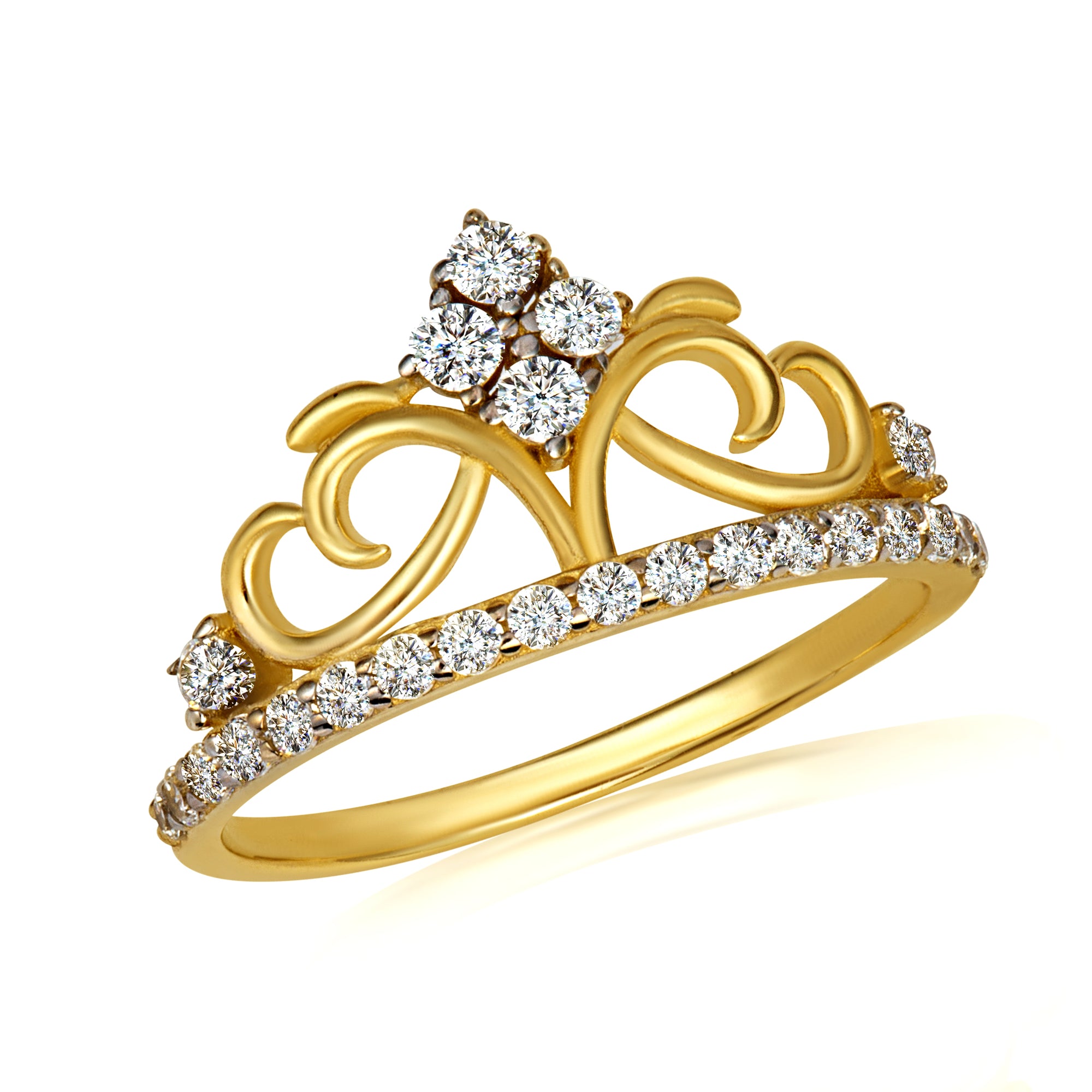 Gold Cubic Zirconia Filigree Crown Ring