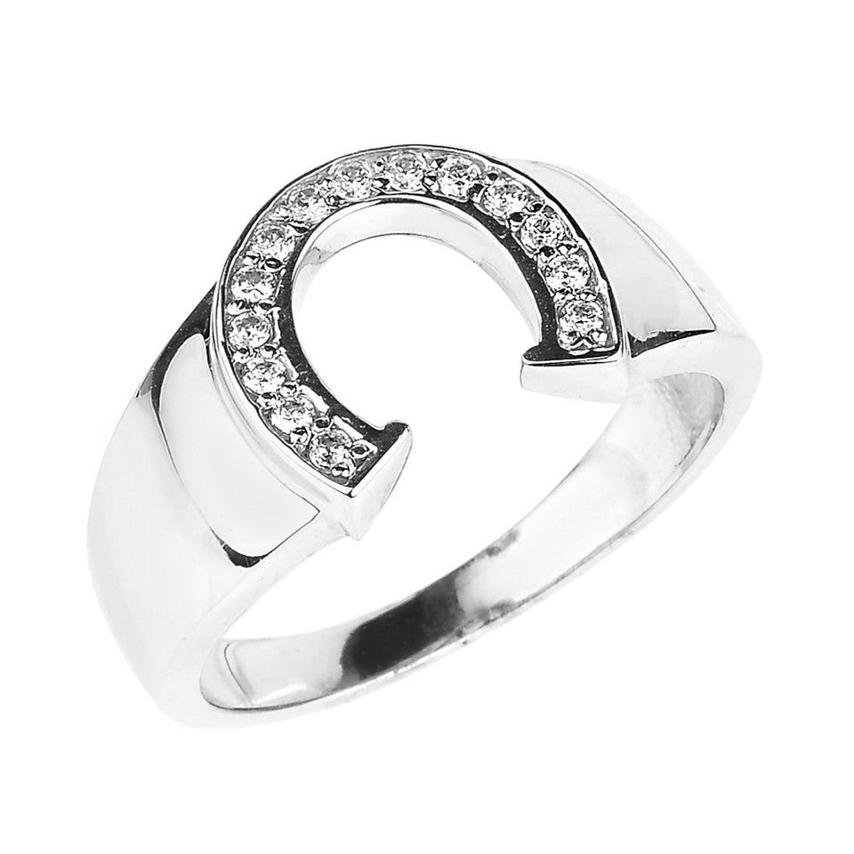 Gold Cubic Zirconia Horseshoe Men's Ring, view 3