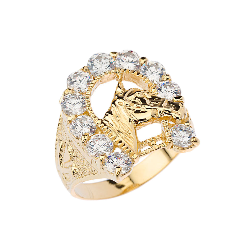 Gold Cubic Zirconia Horseshoe Ring