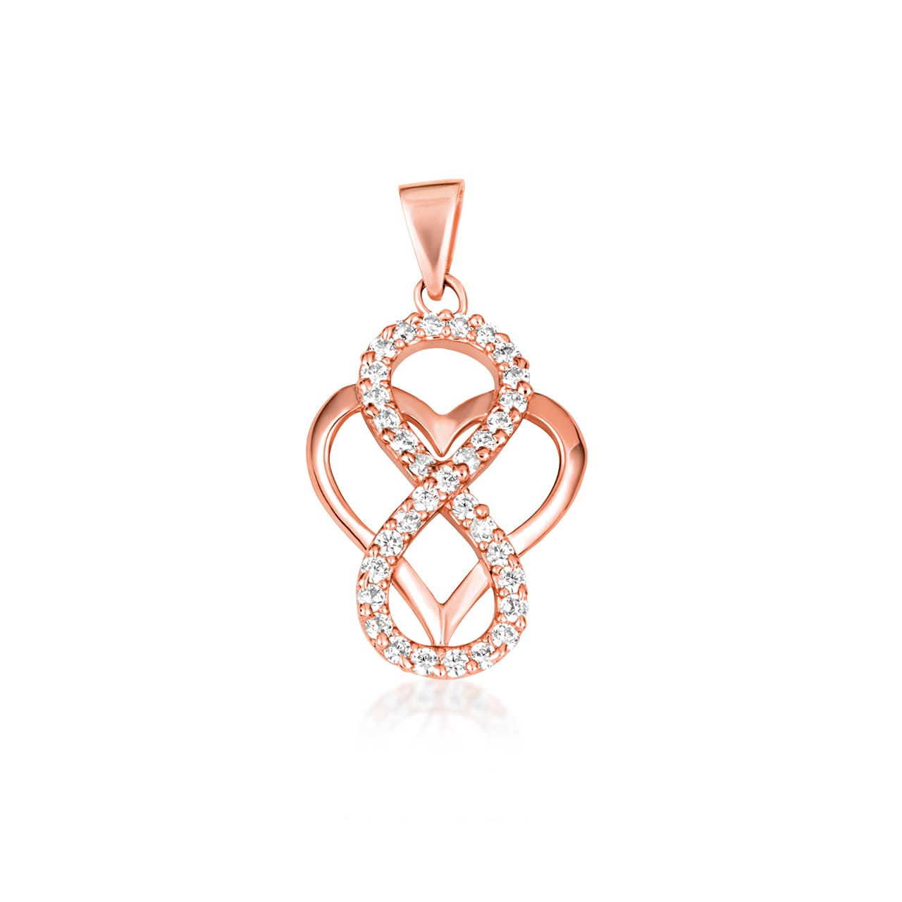 Gold Cubic Zirconia Infinity Heart Pendant Necklace, view 5