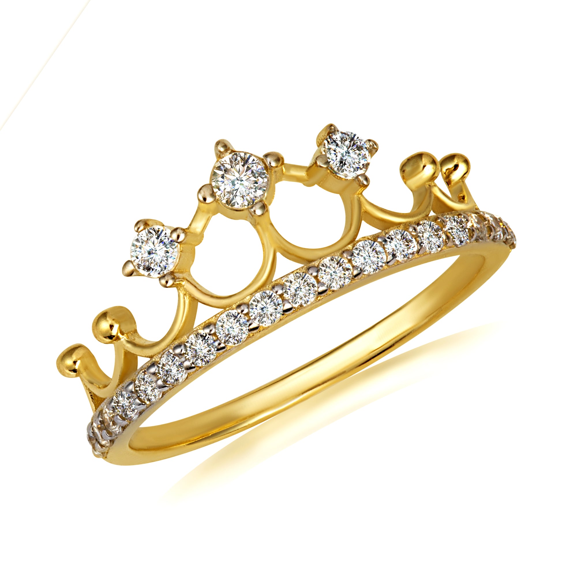 Gold Cubic Zirconia Wavy Crown Band Ring