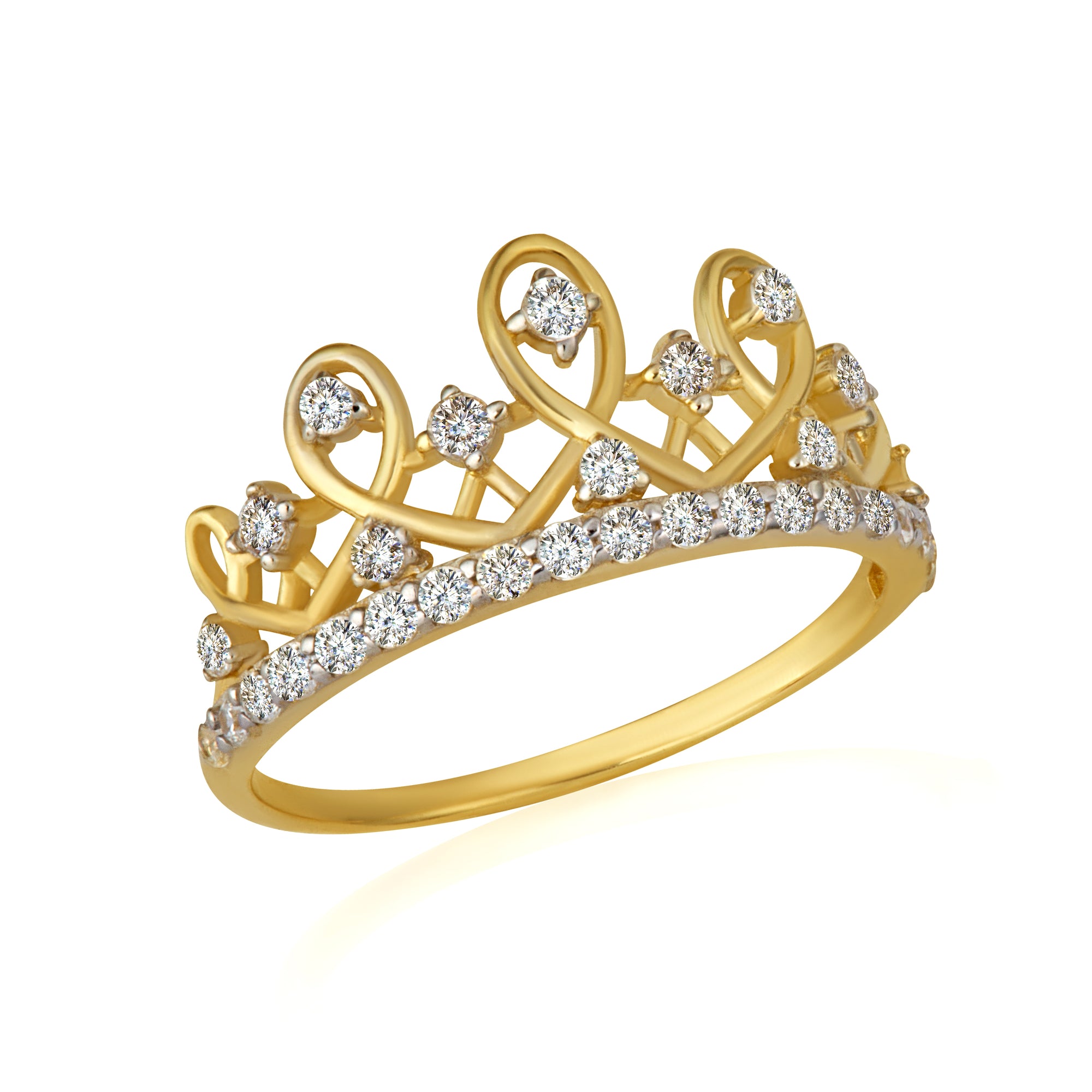 Gold Cubic Zirconia Wavy Crown Ring