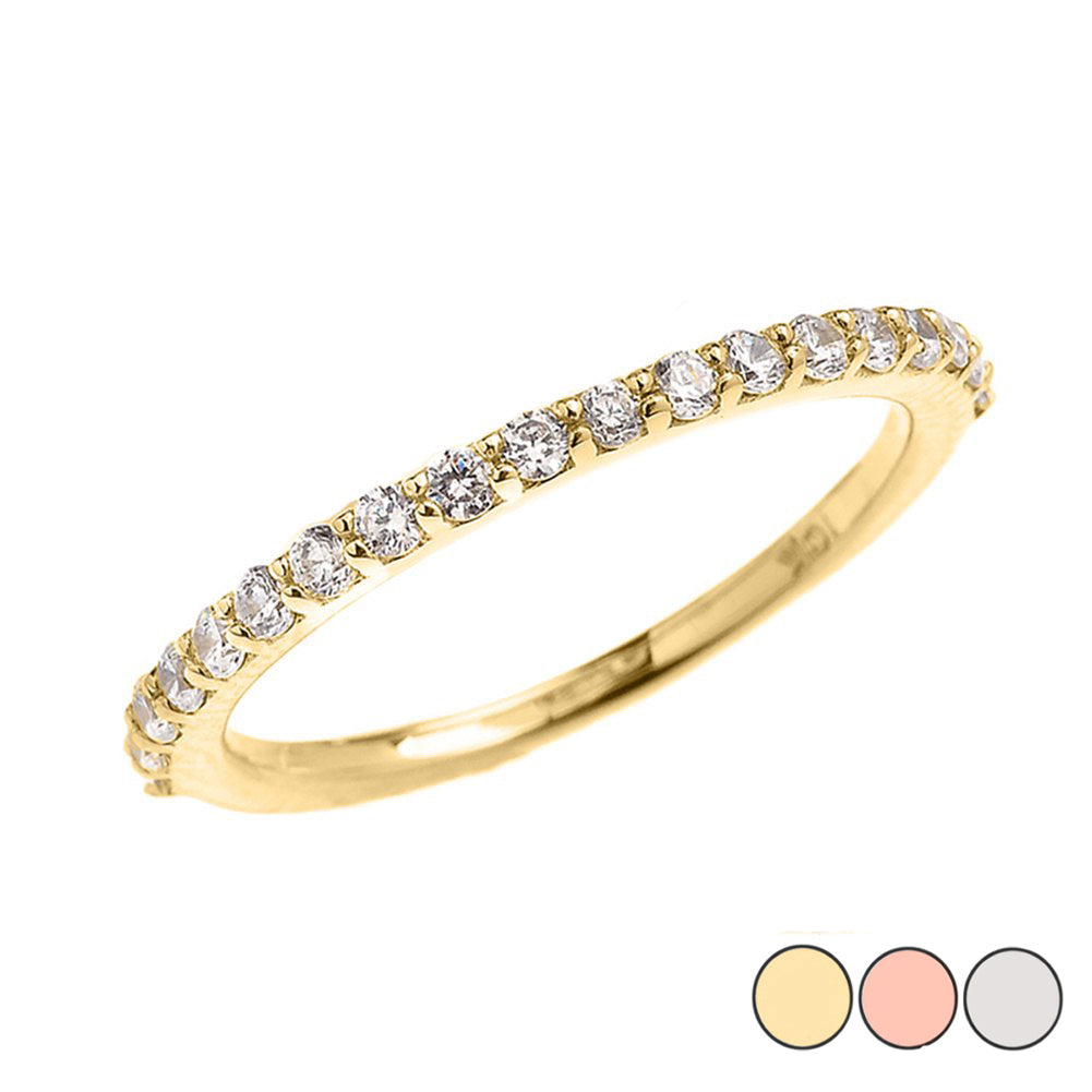 Gold Cubic Zirconia Wedding Band Ring