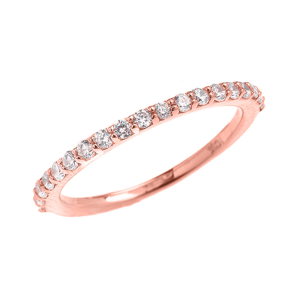 Gold Cubic Zirconia Wedding Band Ring, view 2