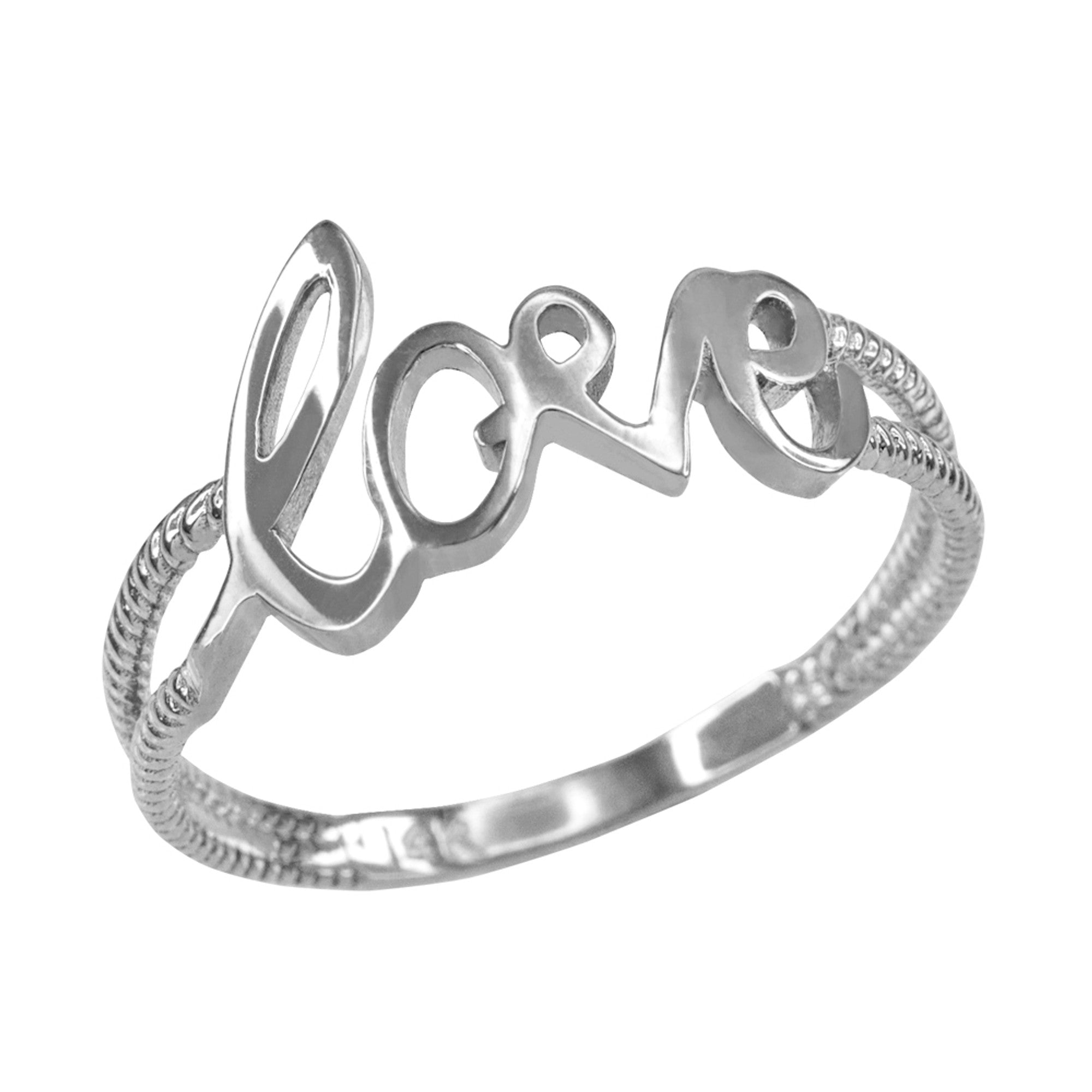 Gold Cursive Love Rope Band Ring, view 3