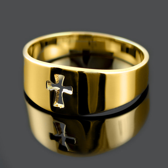 Gold Cut Out Cross Band Ring, view 2