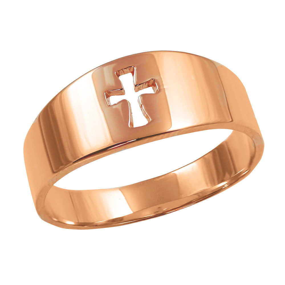 Gold Cut Out Cross Band Ring, view 3