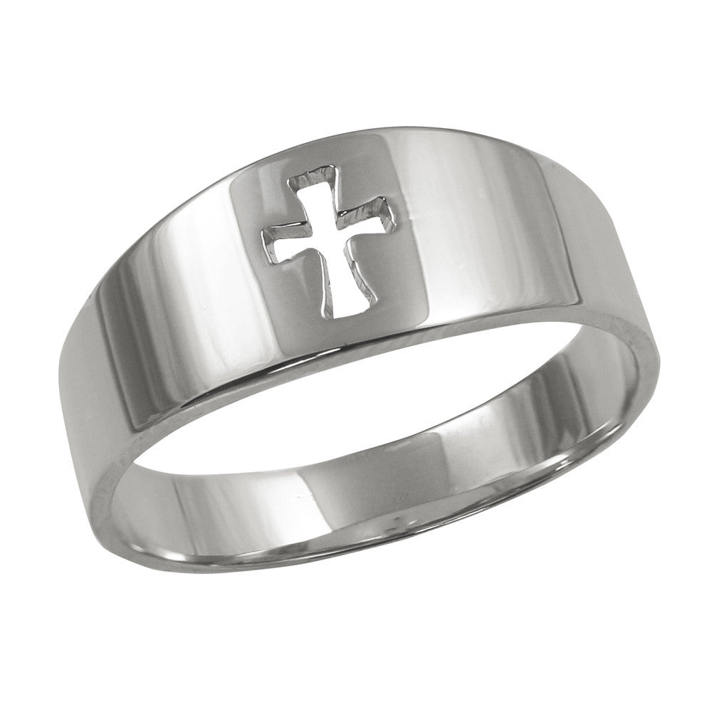 Gold Cut Out Cross Band Ring, view 4