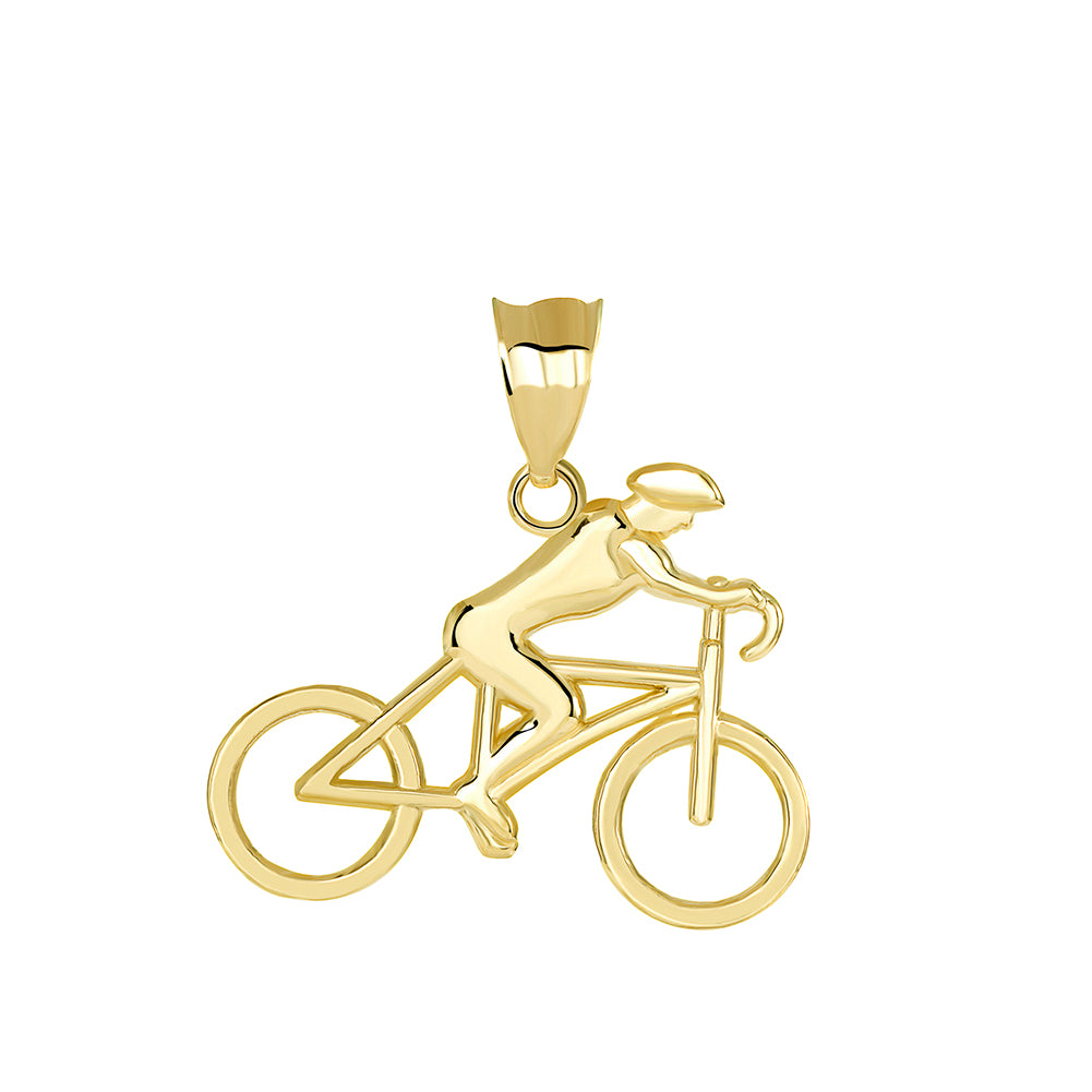Gold Cyclist Sports Pendant Necklace, view 2