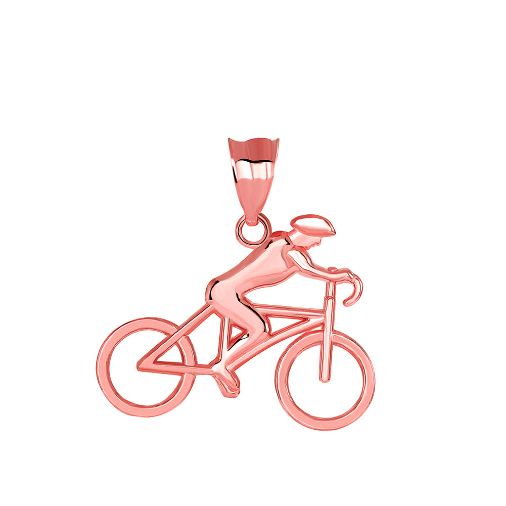 Gold Cyclist Sports Pendant Necklace, view 5