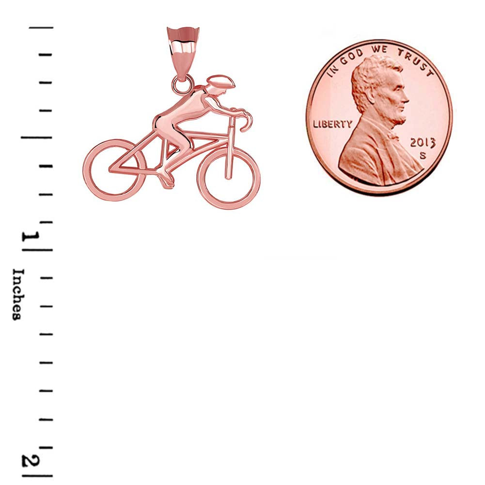 Gold Cyclist Sports Pendant Necklace, view 6
