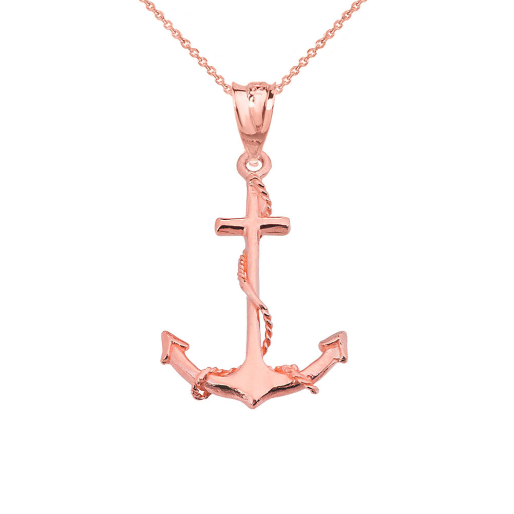 Gold Dainty Anchor Pendant Necklace, view 2