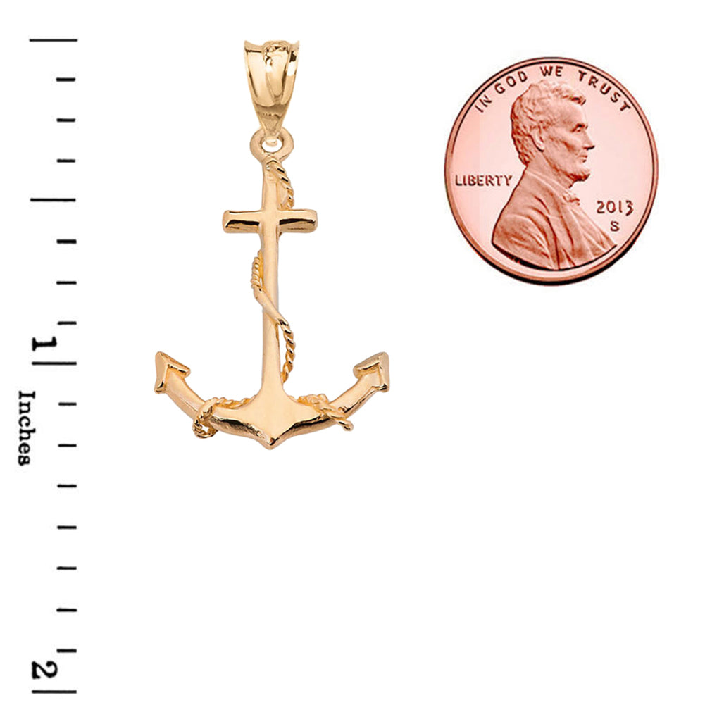 Gold Dainty Anchor Pendant Necklace, view 5