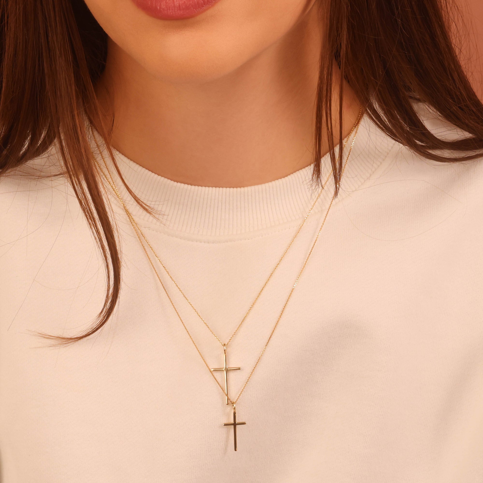 Gold Dainty Cross Necklace, view 2