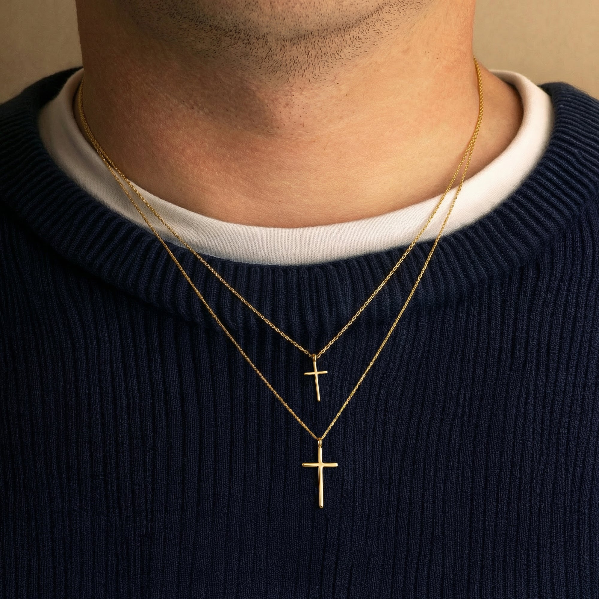 Gold Dainty Cross Necklace, view 3