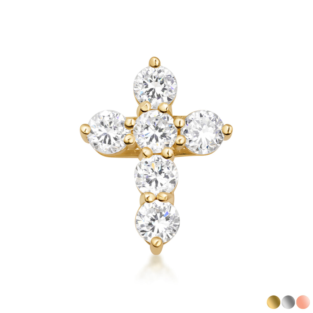 Gold Dainty Cross Necklace with Cubic Zirconia