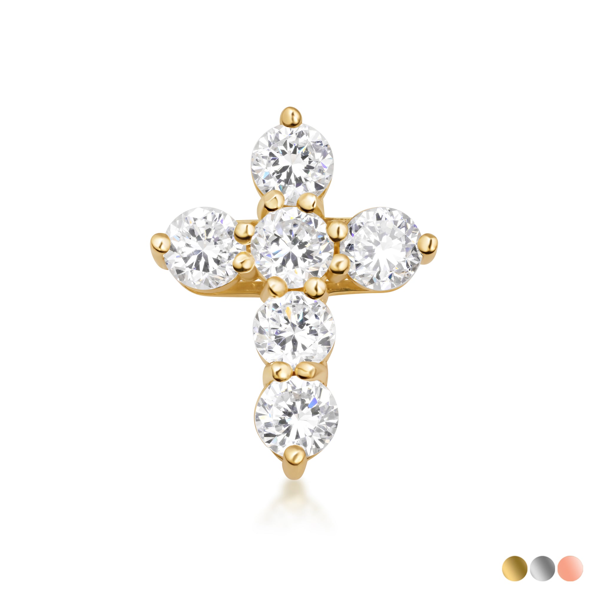 Gold Dainty Cross Necklace with Cubic Zirconia