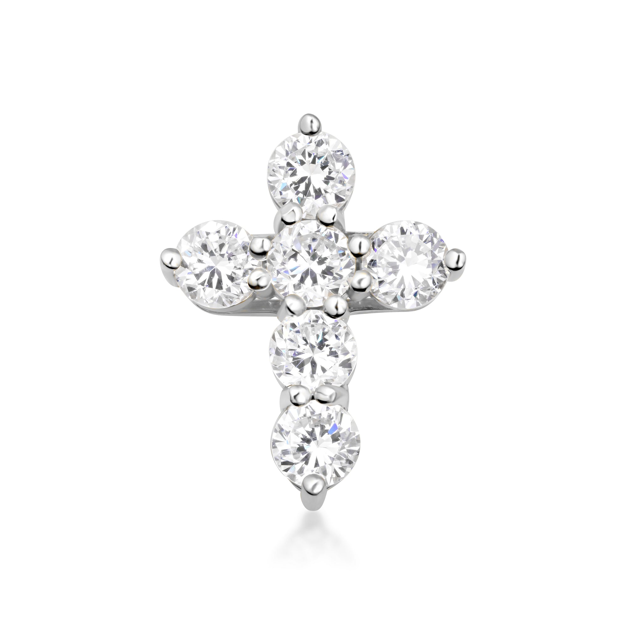 Gold Dainty Cross Necklace with Cubic Zirconia, view 5