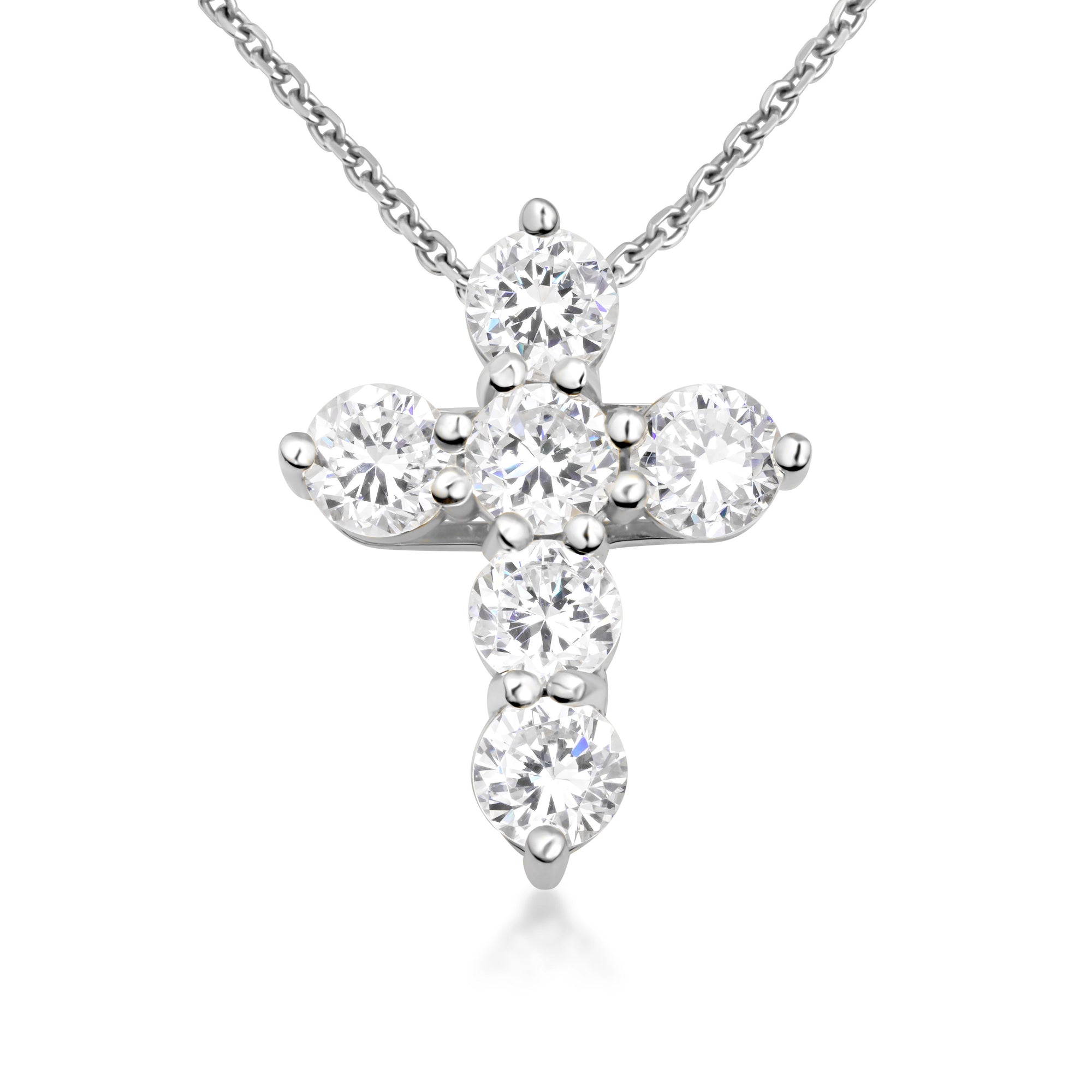 Gold Dainty Cross Necklace with Cubic Zirconia, view 6