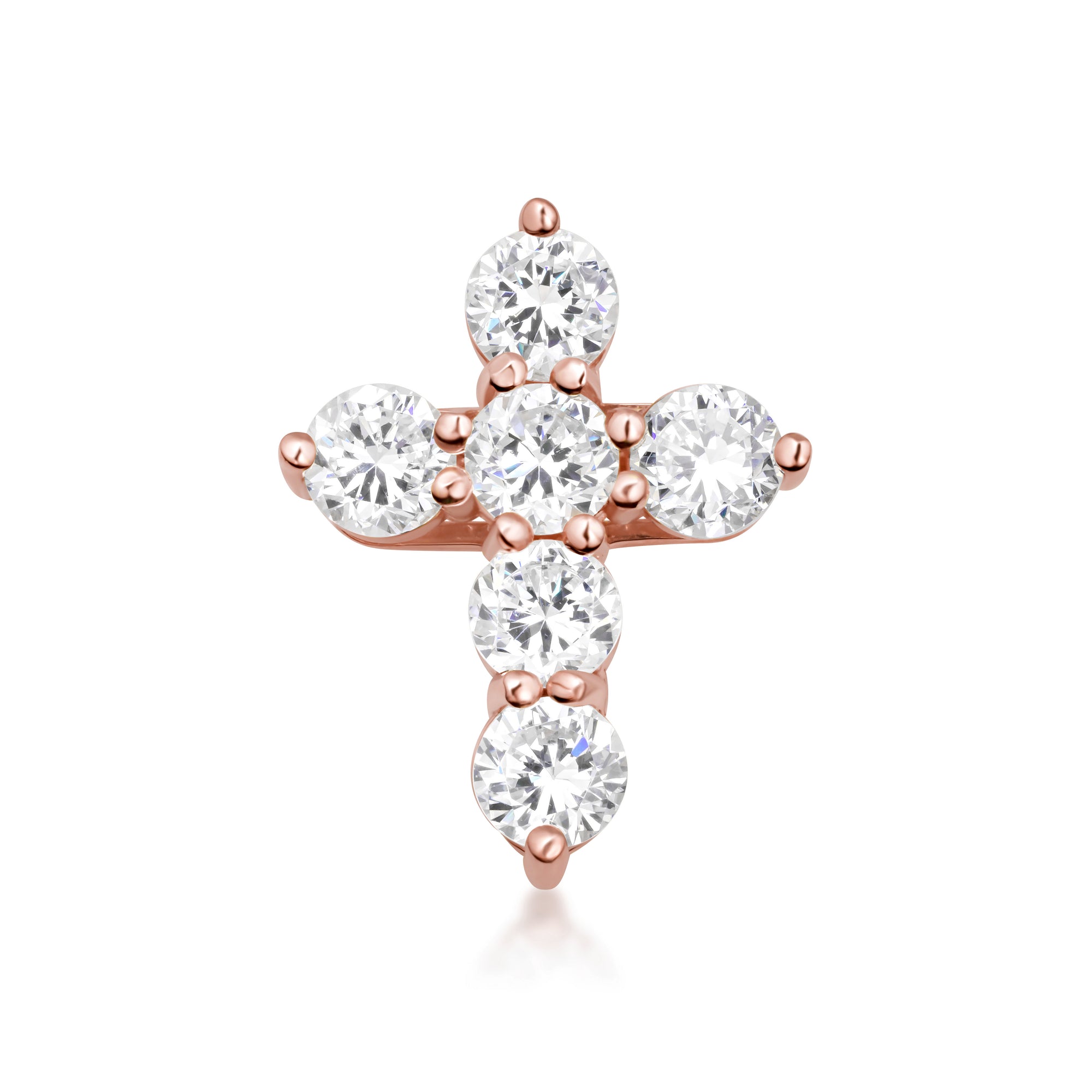 Gold Dainty Cross Necklace with Cubic Zirconia, view 7