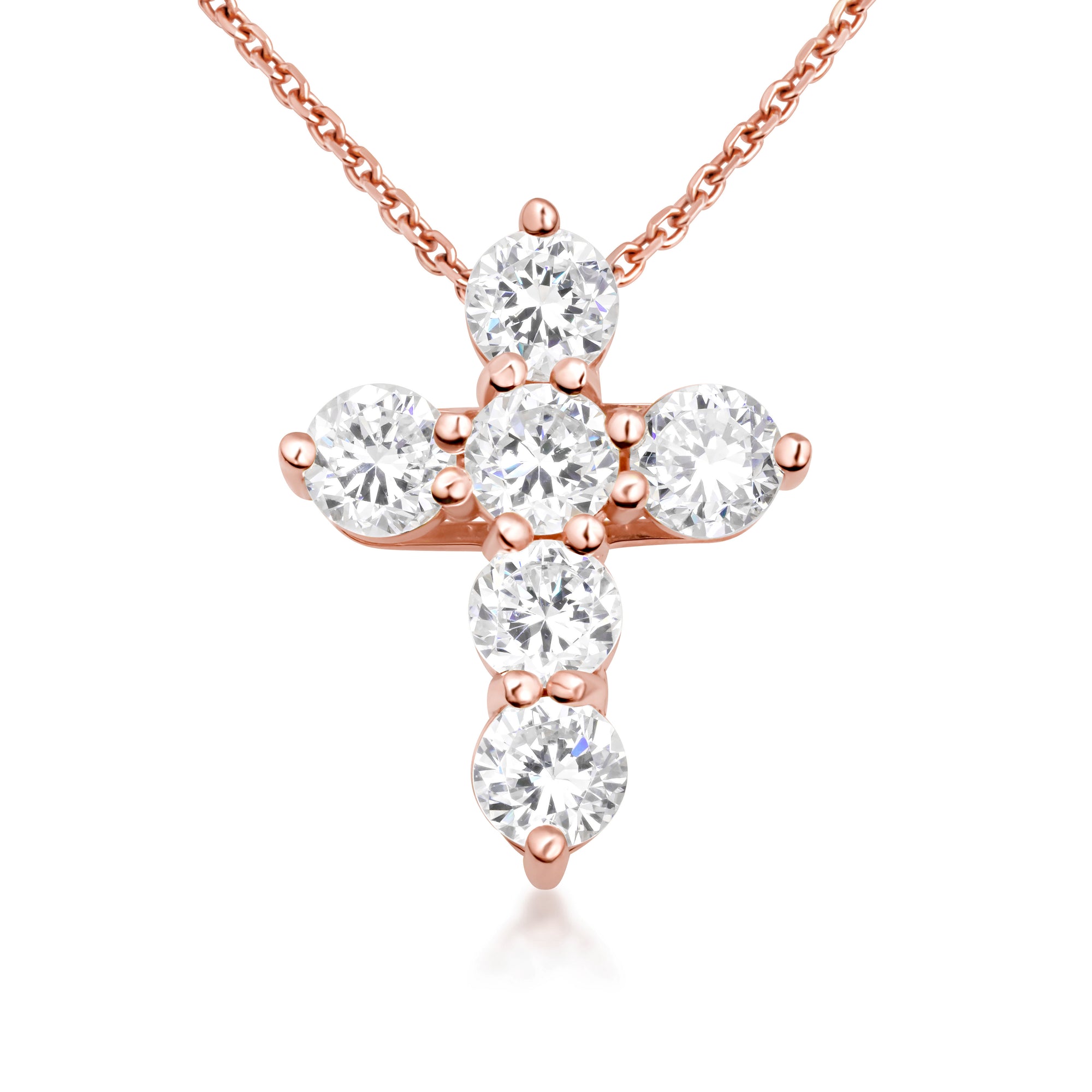 Gold Dainty Cross Necklace with Cubic Zirconia, view 8