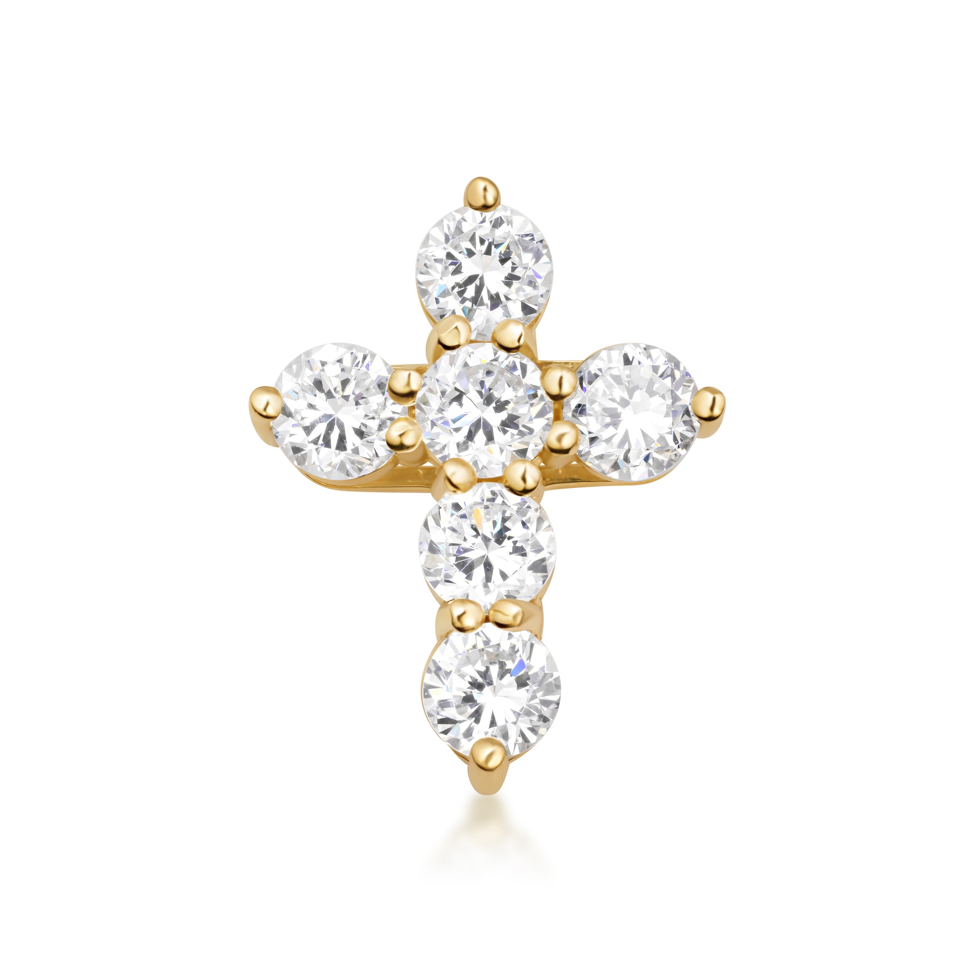 Gold Dainty Cross Necklace with Cubic Zirconia, view 9